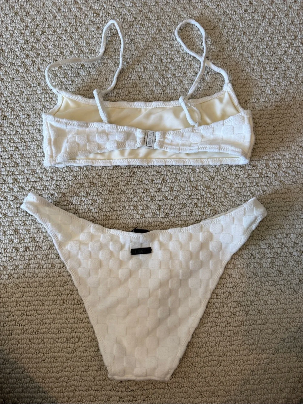 triangl swimwear White Textured Square-Pattern Bikini Set
